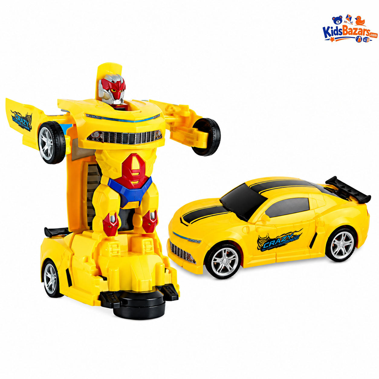 Large Electric Musical Transforming Robot Car – 360° Lights & Sound Kids Toy