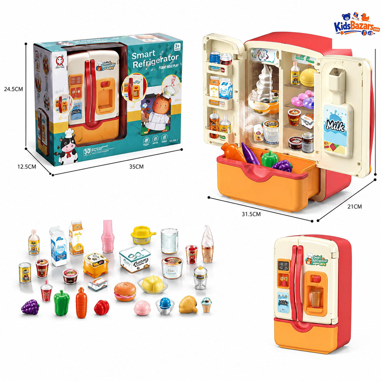 39Pcs Multi-functional Pretend Fridge With Spray
