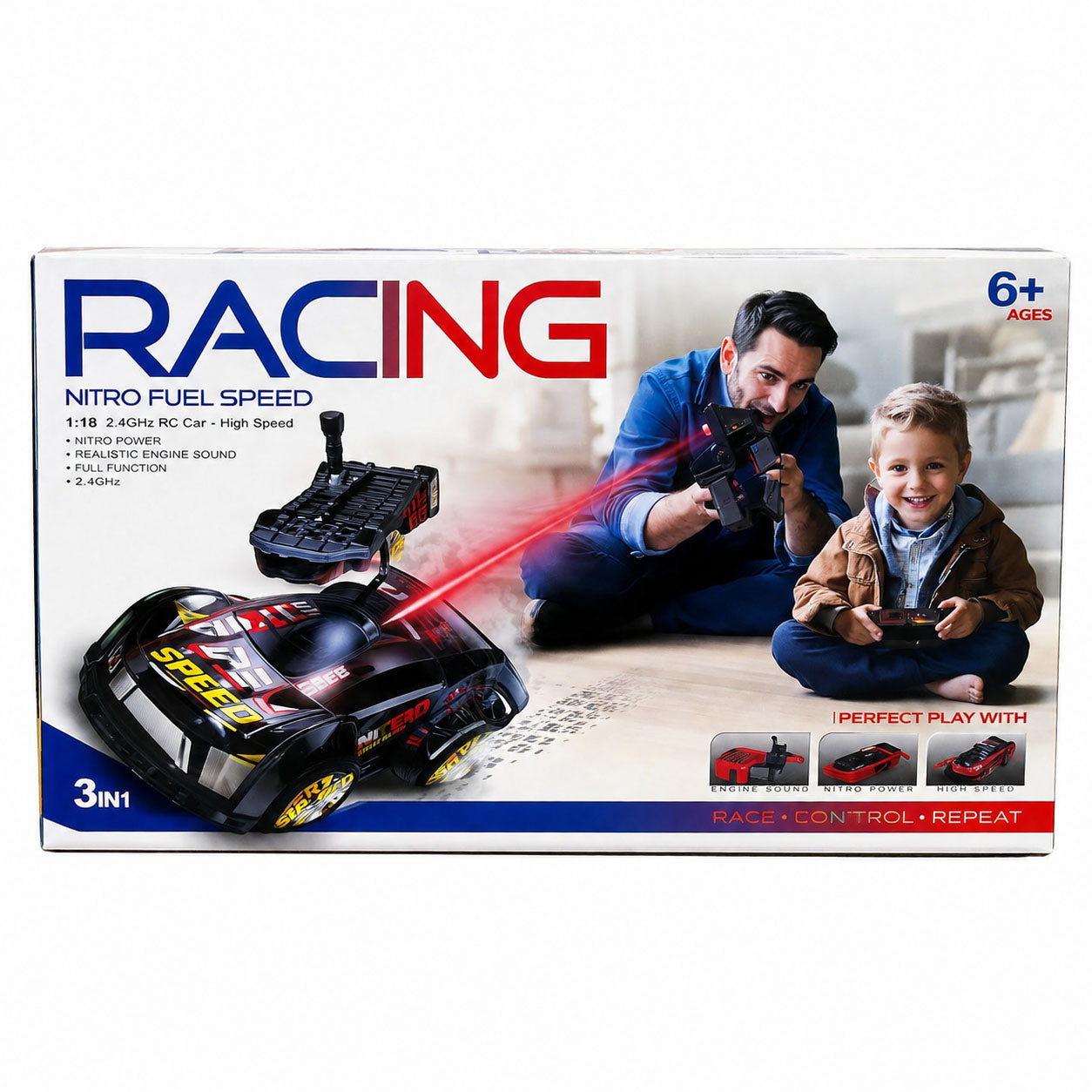 Toy Infrared Laser Gun & Remote Control Car β Racing & Shooting Battle Toy for Kids