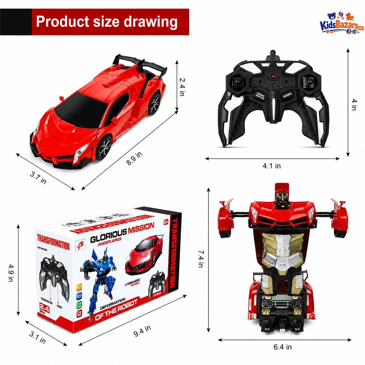 Remote Control Car Rc Transformed Robot Cars 360 Rotation Rechargeable Kids Toy Car