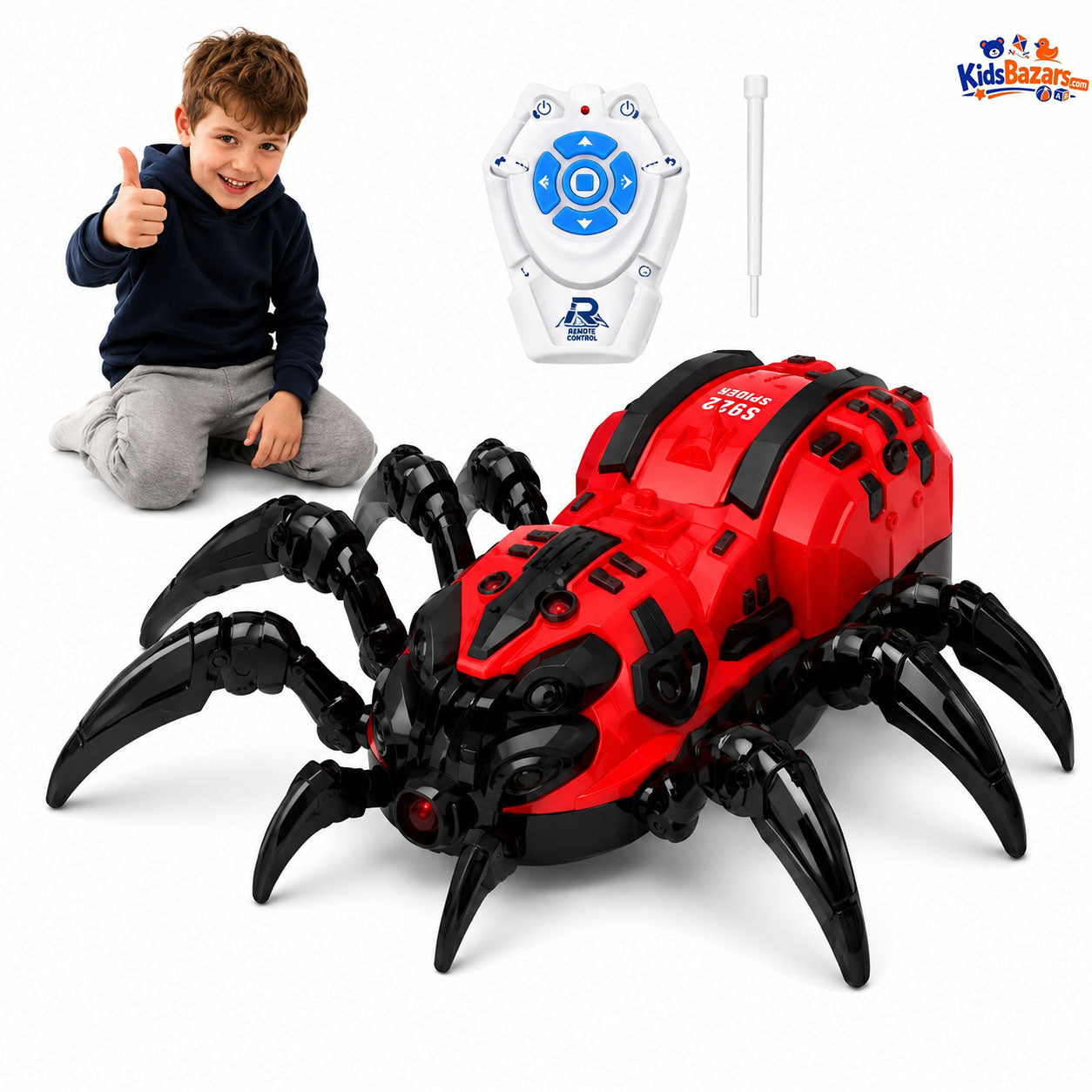 Remote Control RC Spider Toy with Mist Spray, Dancing Action, LED Lights & Music – Mechanical Crawling Spider Toy for Kids