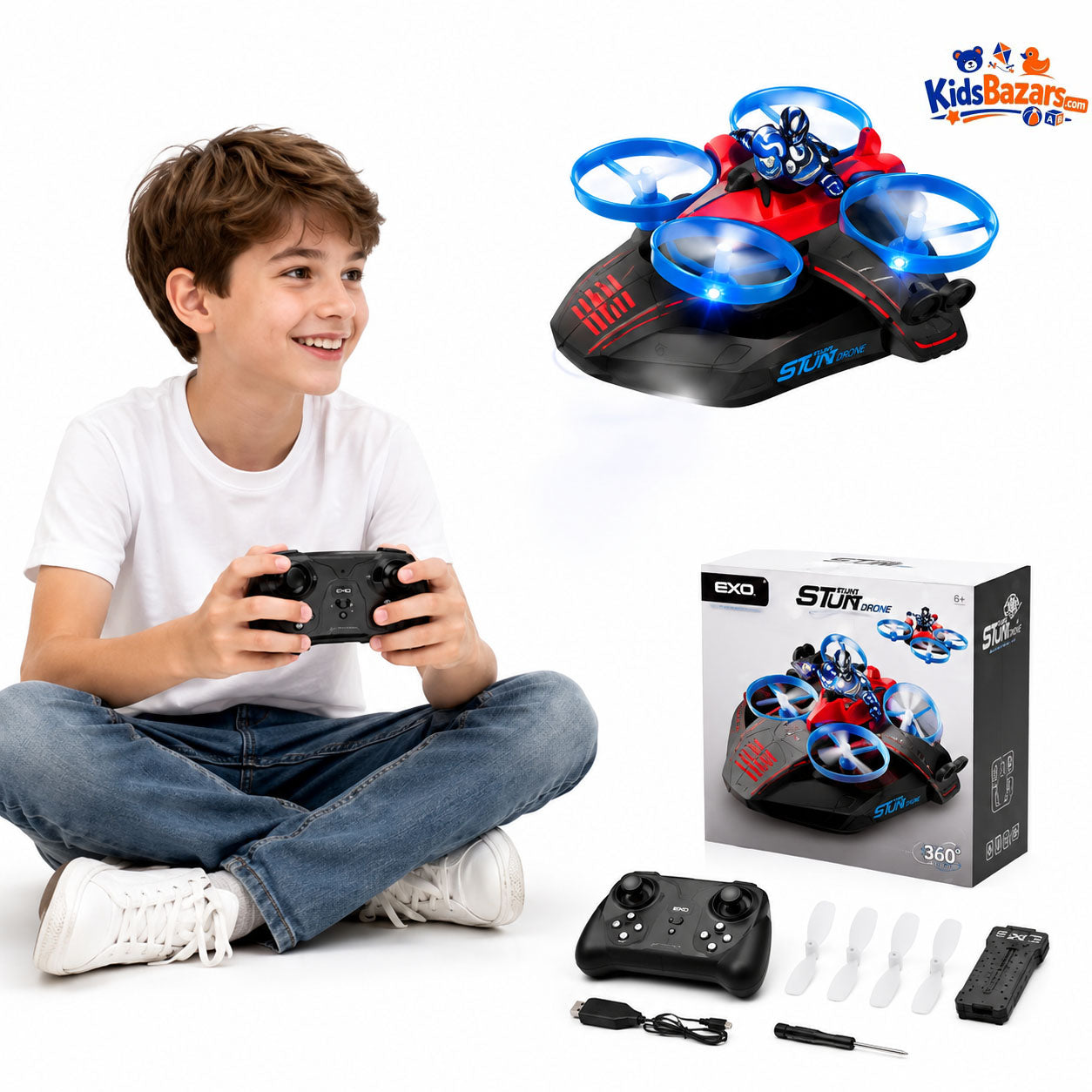 ATRC SLA Troxenie 3-in-1 RC Hovercraft Drone | Sea, Land & Air Remote Control Vehicle | Rechargeable Flying Toy for Kids