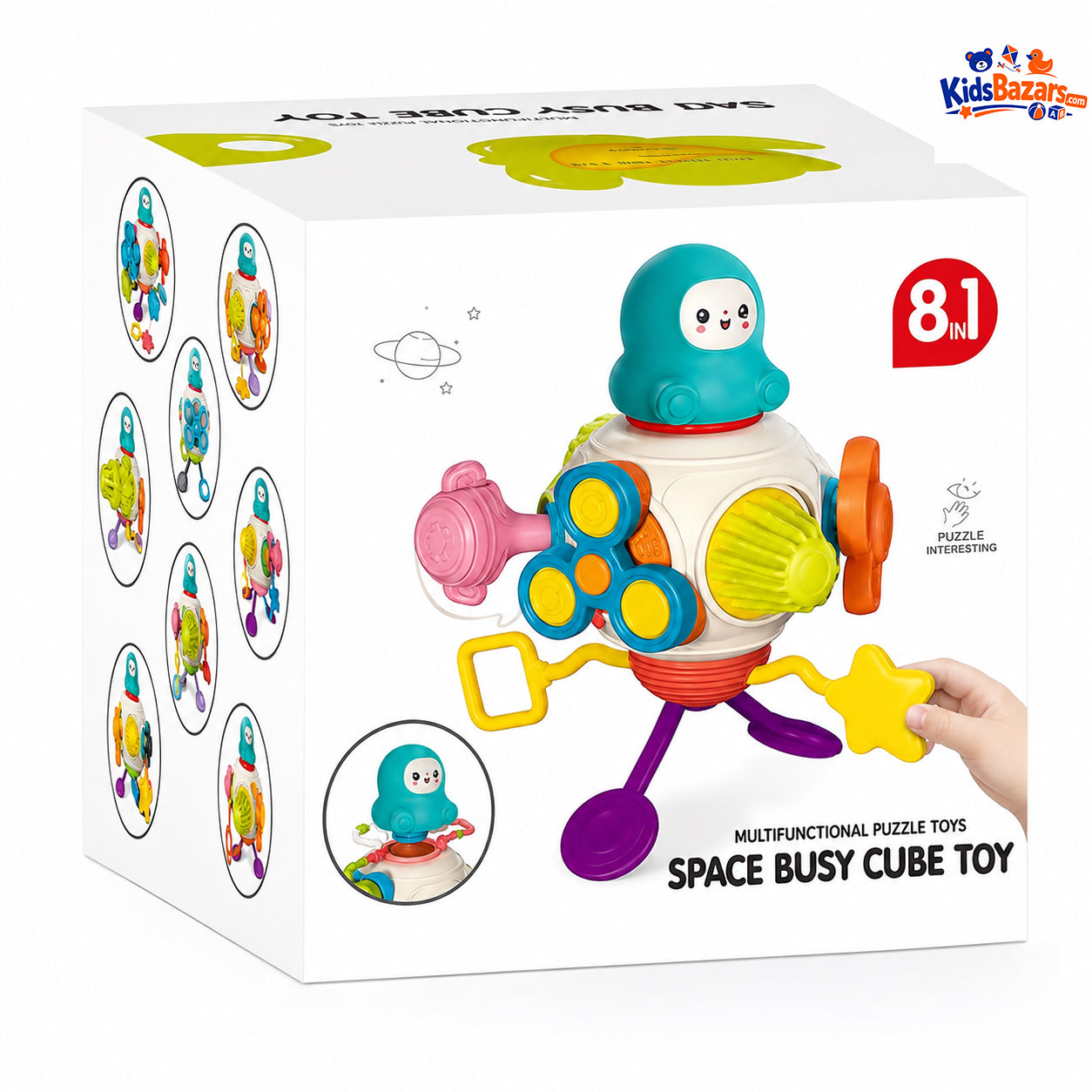 kidsbazars.com Montessori 8-in-1 Activity Busy Cube – Educational Toy for Toddlers