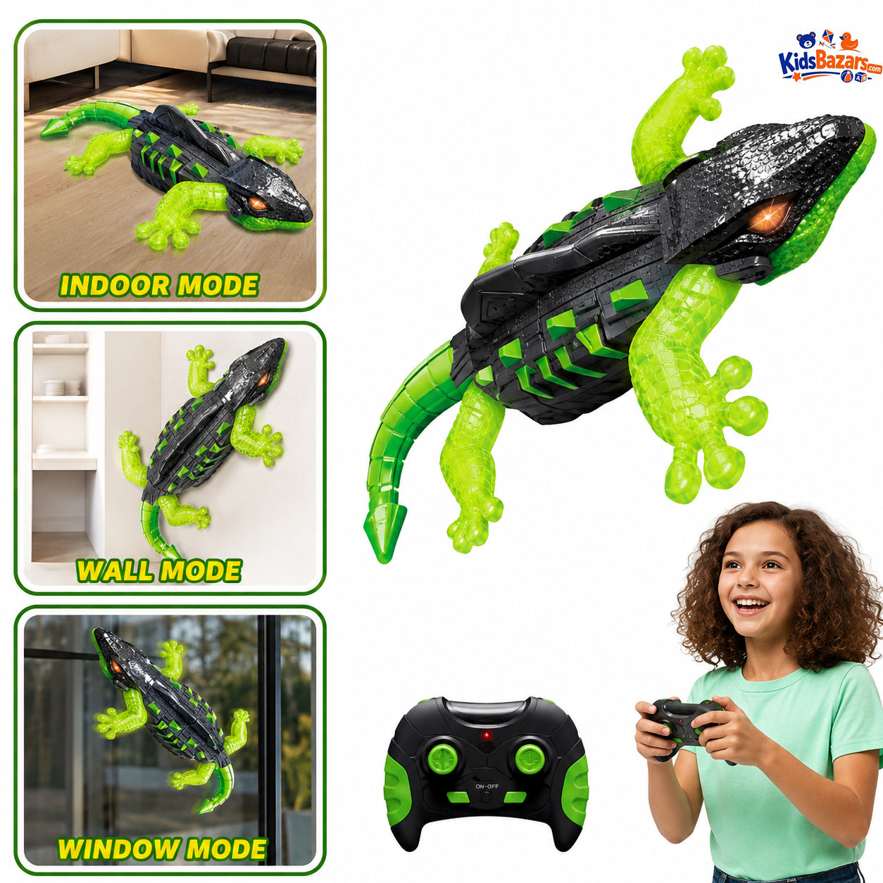 kidsbazars.com RC Wall Climbing Lizard Toy for Kids – Rechargeable Gecko Toy with Remote Control