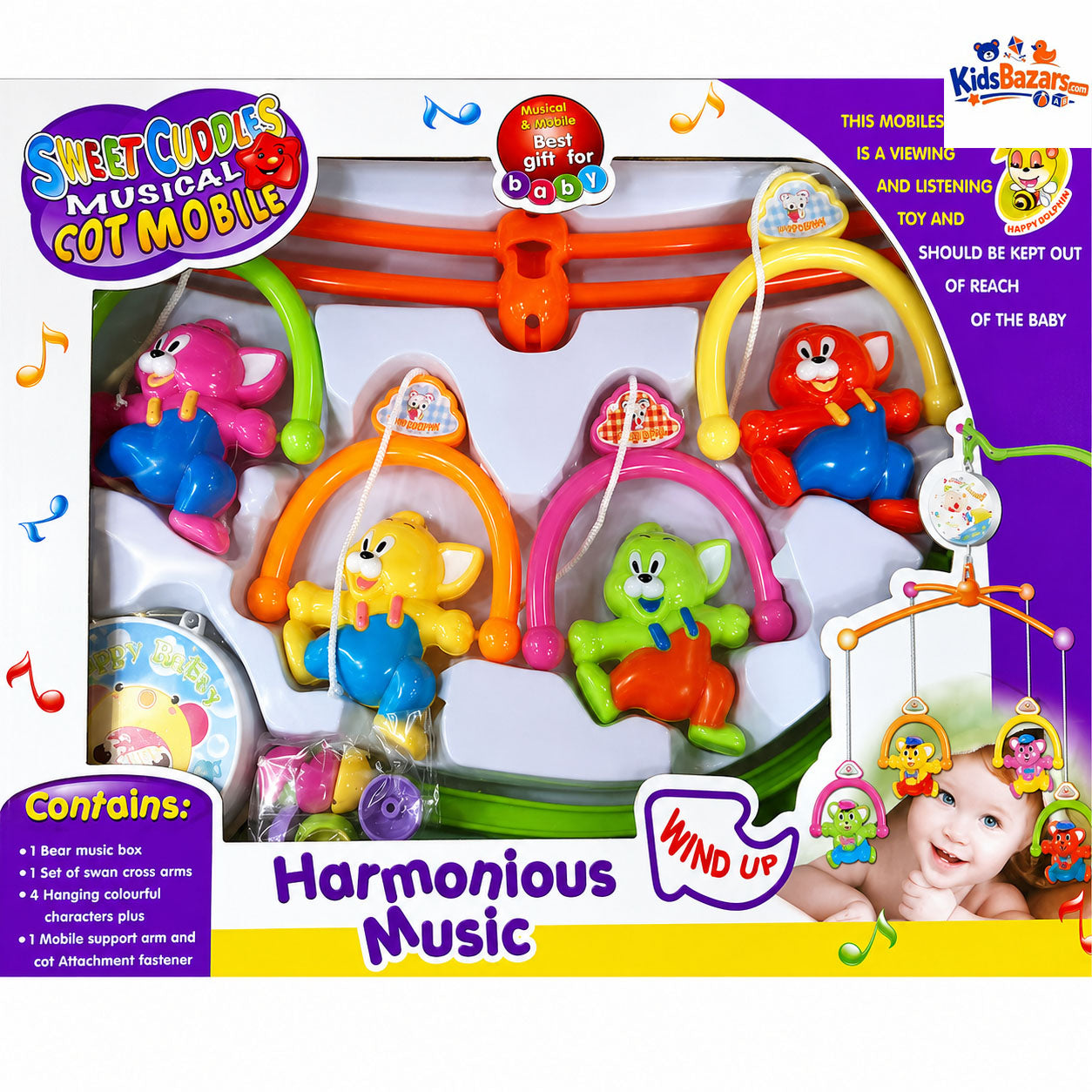 Sweet Cuddles Baby Musical Cot Mobile for Bed with Harmonious Music