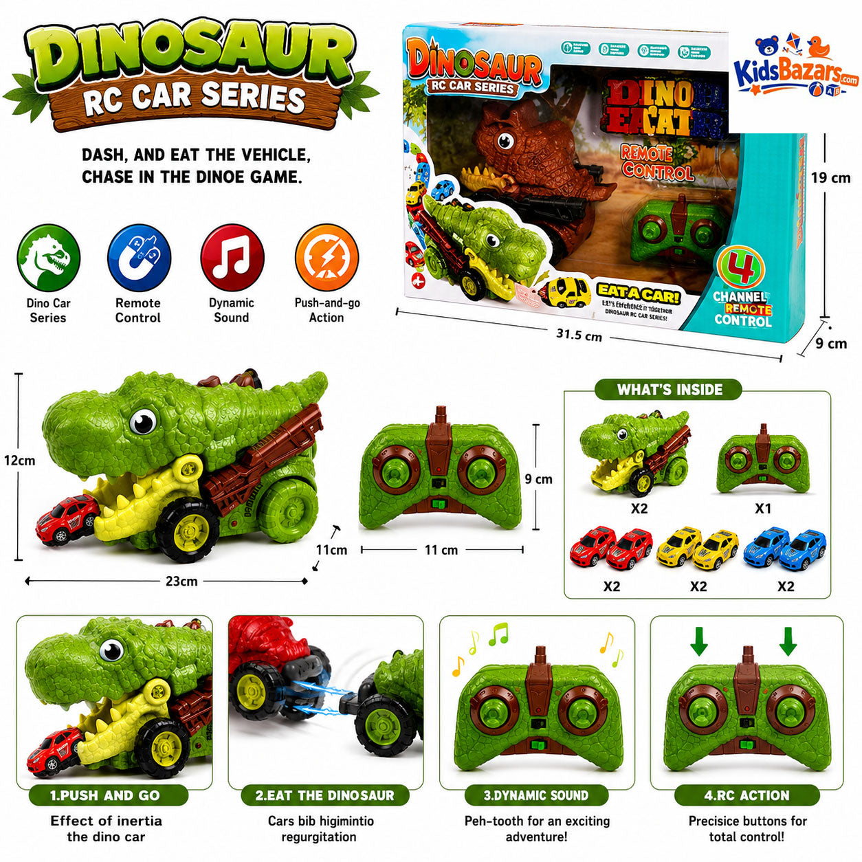 Dino Truck Toy with Cars – Creative Play Transport Vehicle for Kids