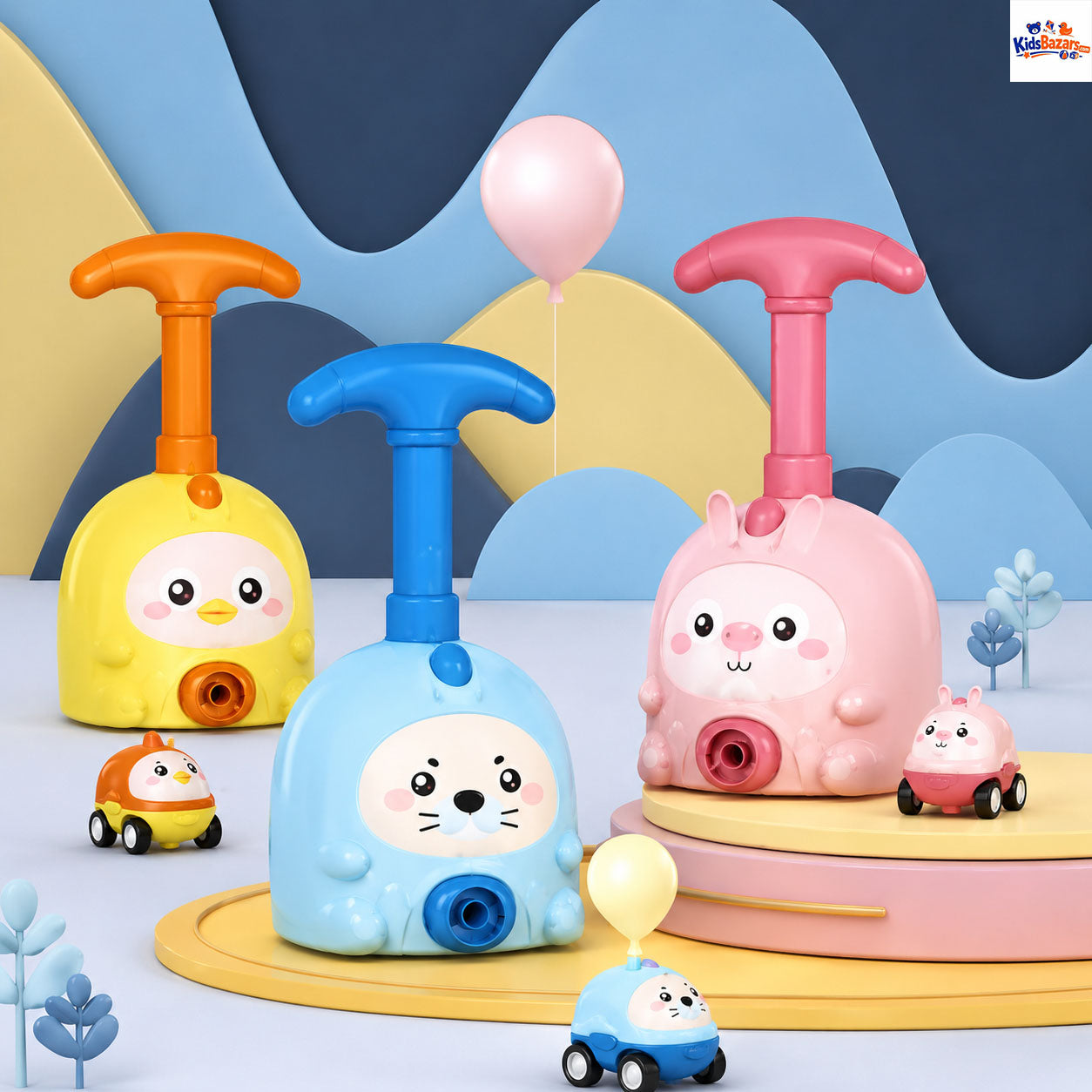 Inertia Balloon Car, with Manual Balloon Power Pump Science Toys
