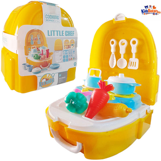 25 Piece Kids Kitchen Cooking Set – Little Chef Backpack Toy with Accessories