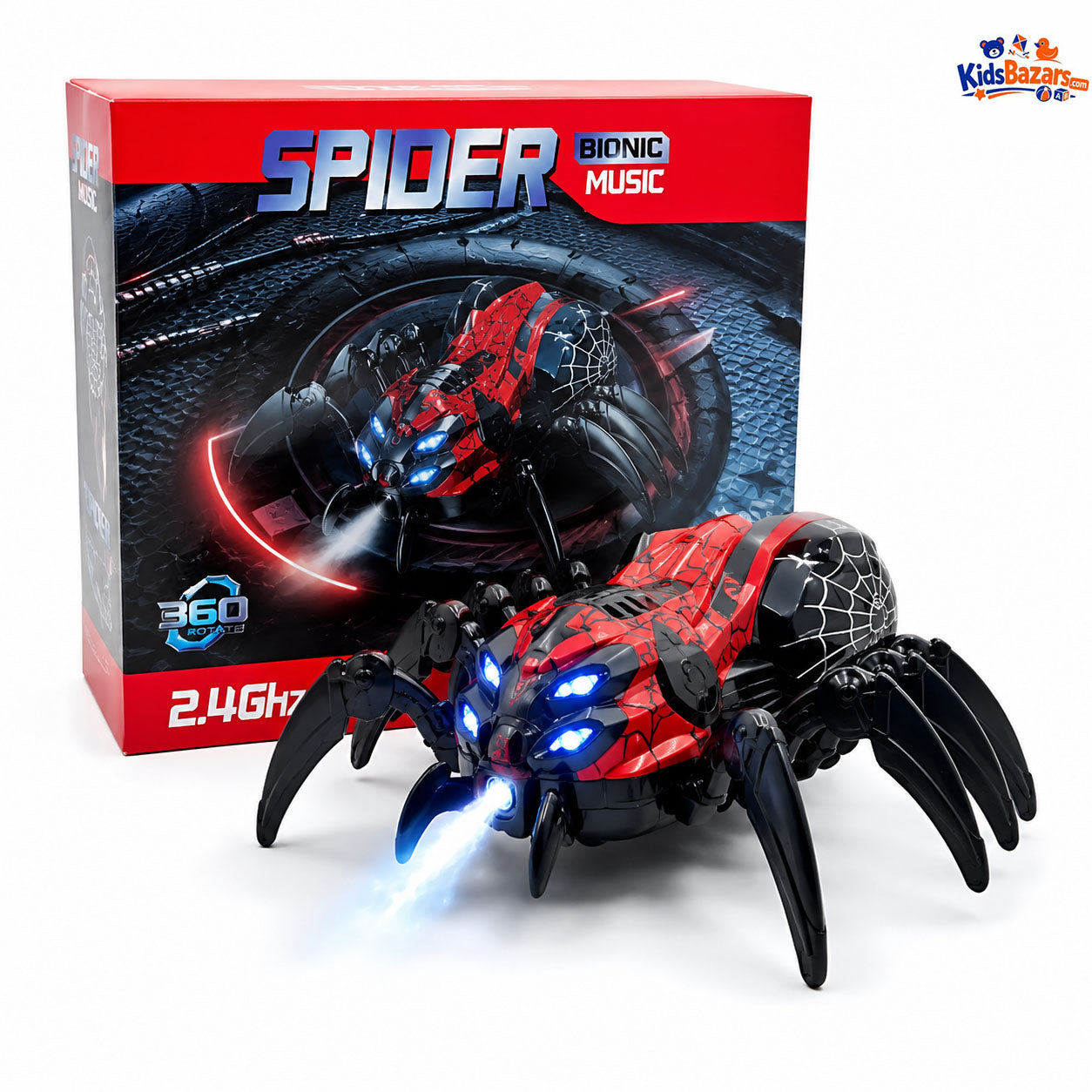 Remote Control RC Spider Toy with Mist Spray, Dancing Action, LED Lights & Music – Mechanical Crawling Spider Toy for Kids