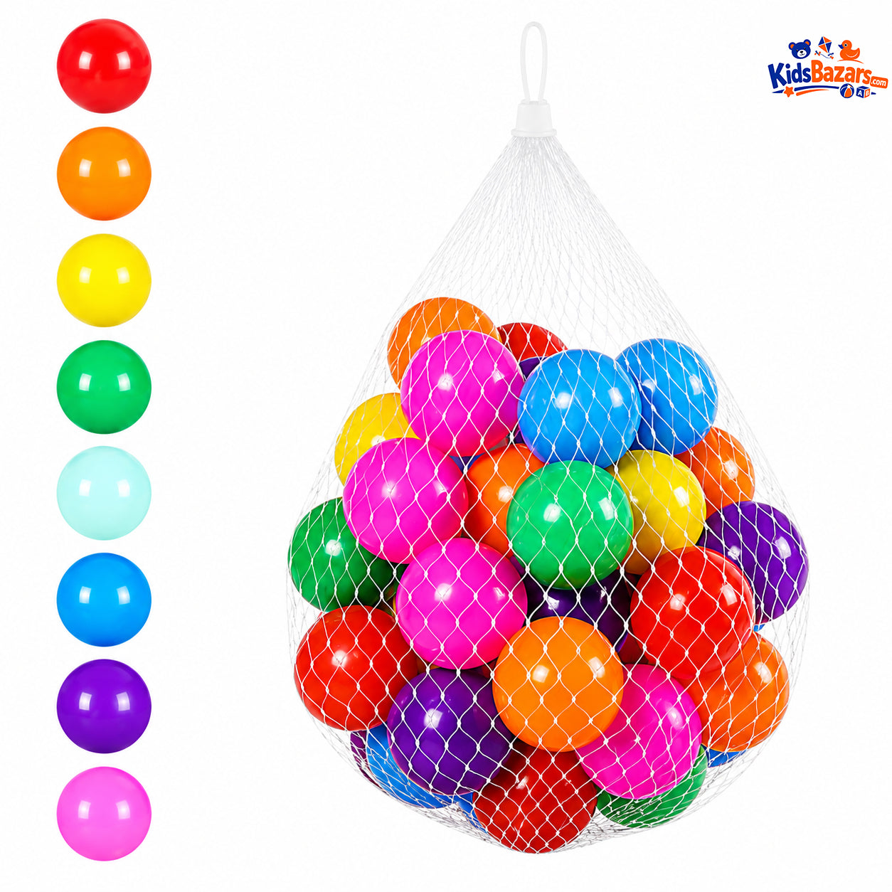 kidsbazar.com Kids Soft Plastic Balls (50 Pcs) – Safe, Smooth & Colorful Play Balls for Kids