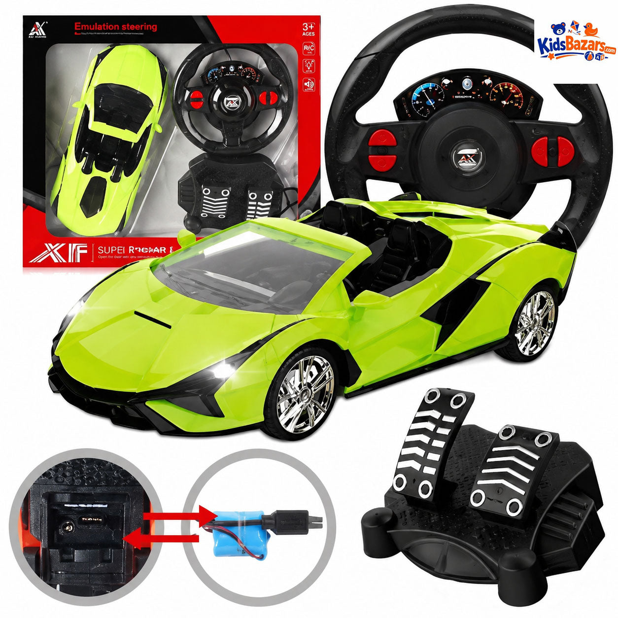 Rechargeable Remote Control Car With Steering wheel, Brake