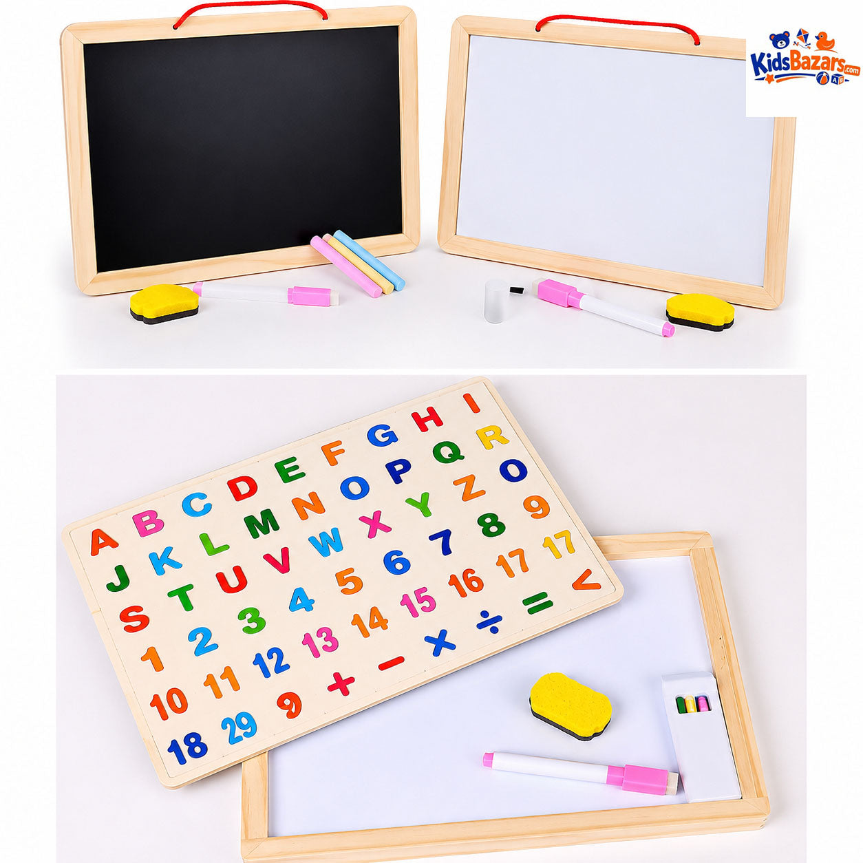 Double-Sided Small Blackboard Whiteboard Hanging Wall Magnetic Message Drawing Board Children