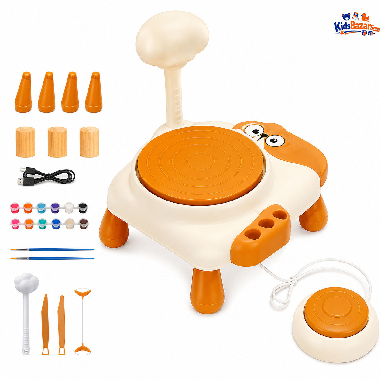 Skirfy Mini Pottery Wheel Machine Kit for Beginners Kids with Light,Electric Adjustable Speed,Clay Spinner DIY Tools for Art Craft,Toy