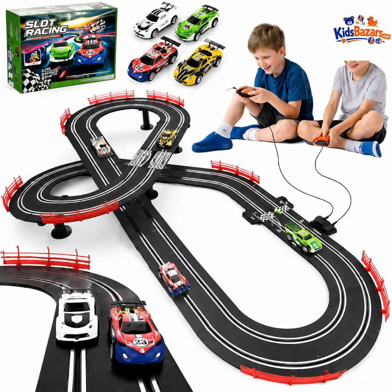 High-Speed Slot Car Race Track Set (4 Cars) – Track Master Big Racing Toy
