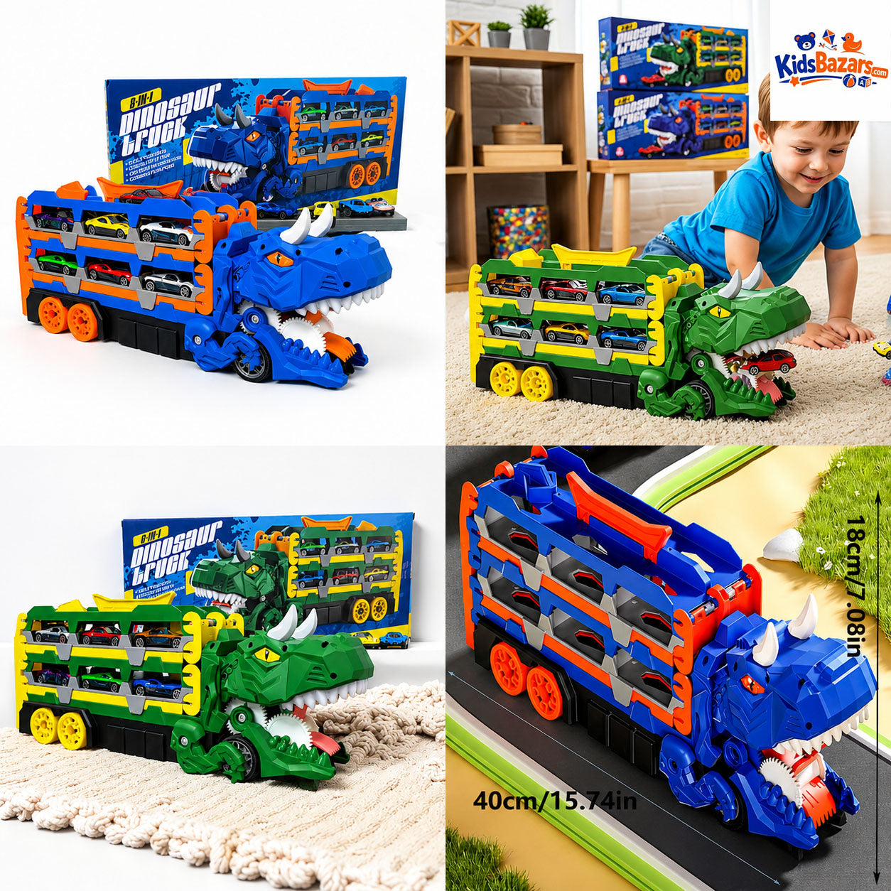 Urban Rail Track Toy Set for Boys, Transforming Dinosaur Truck Children's Toy, Includes 6 Vehicles, Ultimate Garage Playset, Suitable for Kids