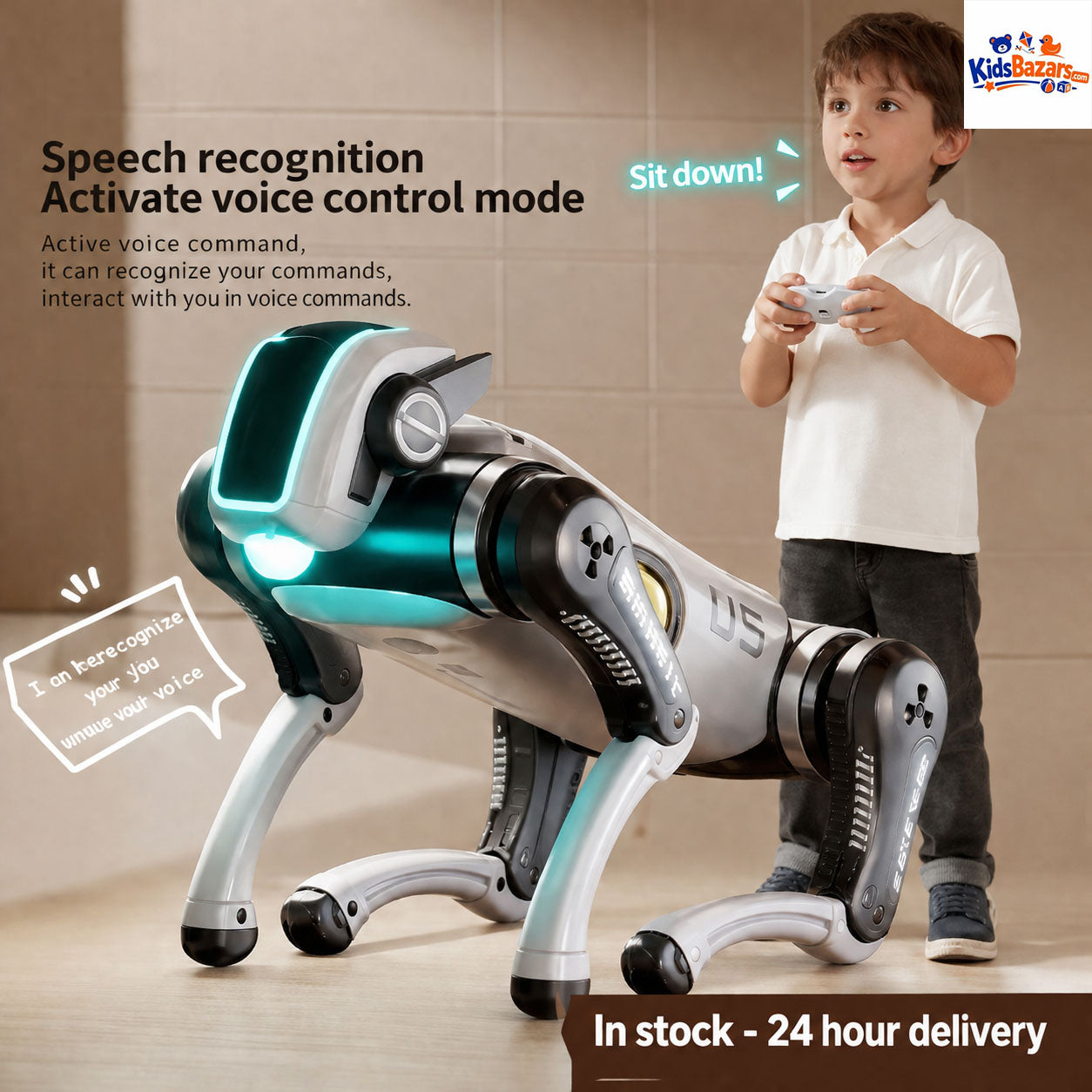 AI Smart RC Robot Dog Toy with Gesture Control, Programming Mode, Music, Lights & Stunt Actions
