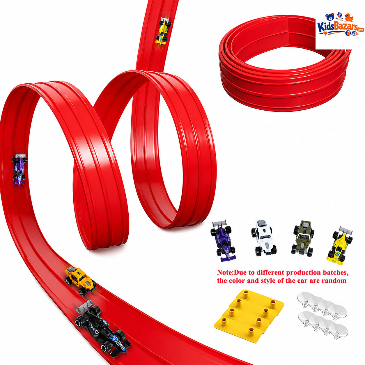 Flexible Double-track Race Children Toys DIY Track Racing Car Ramp Compatible 4 Cars Portable Rolls