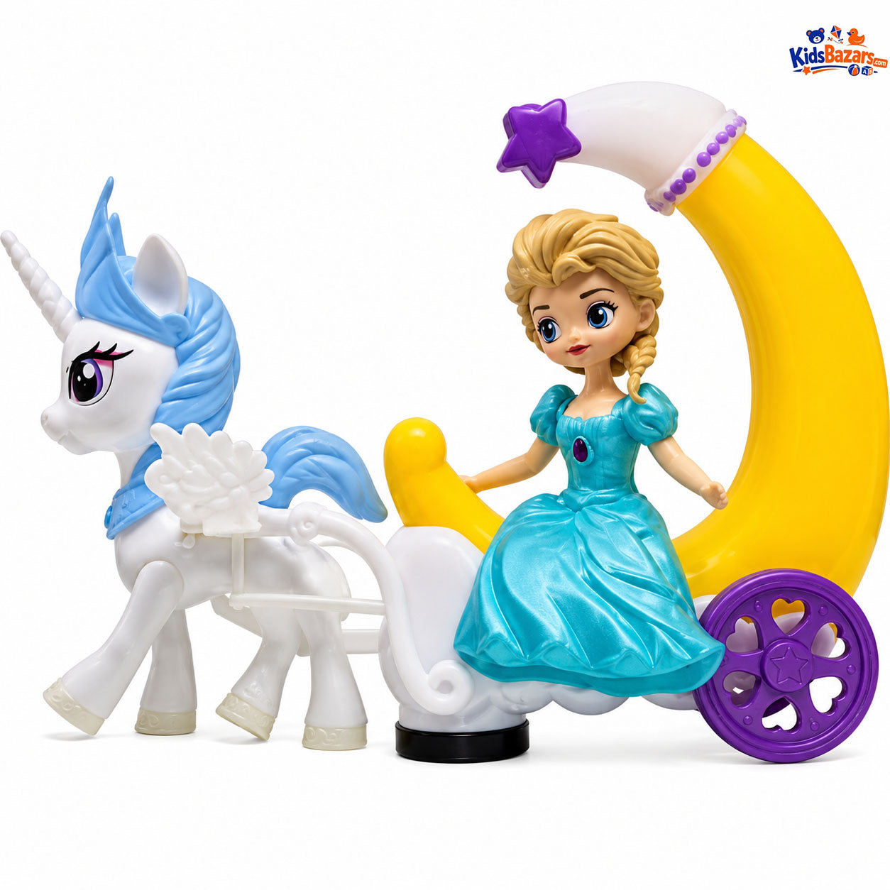 Princess Moon Carriage Unicorn Toy with LED Lights & Music | Battery Operated Kids Toy