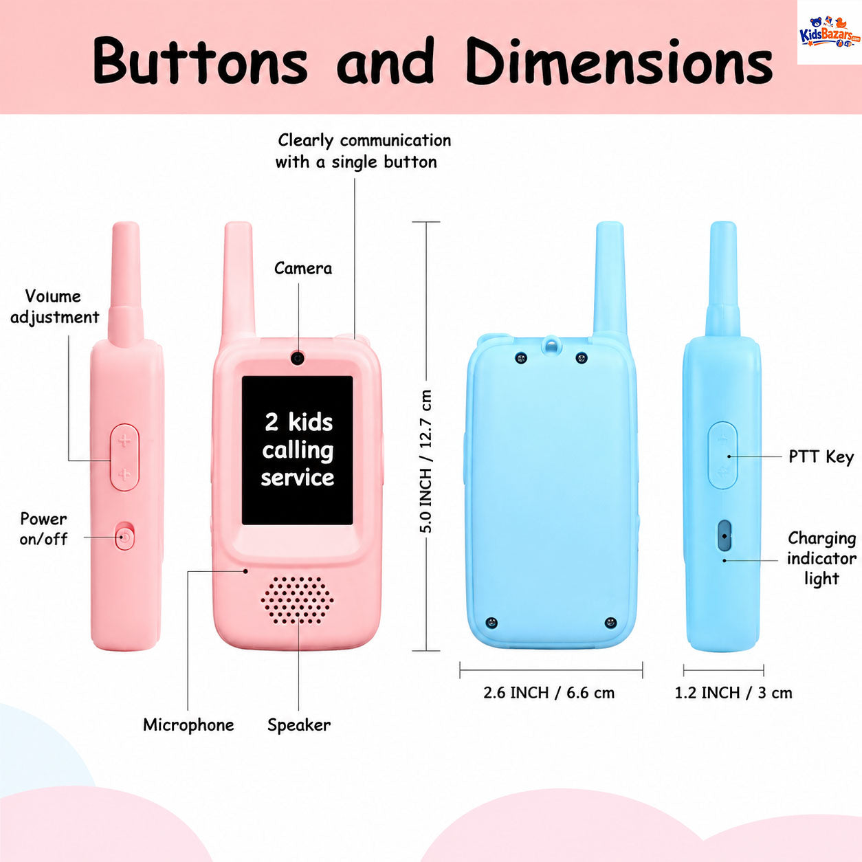 2Pcs Rechargeable Kids Video Walkie Talkie