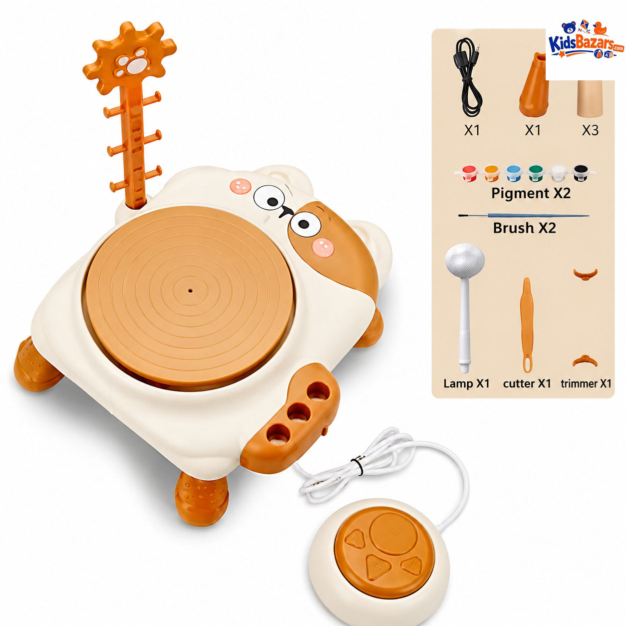 Skirfy Mini Pottery Wheel Machine Kit for Beginners Kids with Light,Electric Adjustable Speed,Clay Spinner DIY Tools for Art Craft,Toy