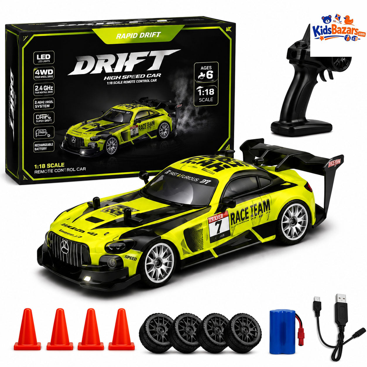RC Drift Car 4x4 High Speed with Rubber Tires – Powerful Racing Machine