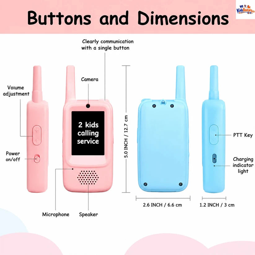 2Pcs Rechargeable Kids Video Walkie Talkie