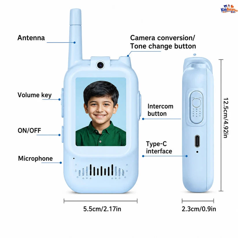 2Pcs Rechargeable Kids Video Walkie Talkie