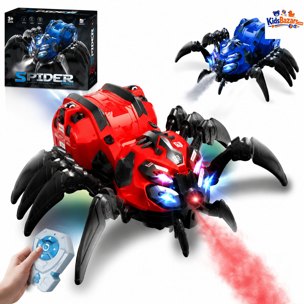 Remote Control RC Spider Toy with Mist Spray, Dancing Action, LED Lights & Music – Mechanical Crawling Spider Toy for Kids