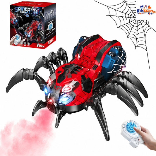 Remote Control RC Spider Toy with Mist Spray, Dancing Action, LED Lights & Music – Mechanical Crawling Spider Toy for Kids