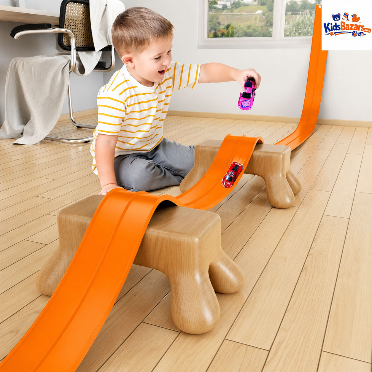 Flexible Double-track Race Children Toys DIY Track Racing Car Ramp Compatible 4 Cars Portable Rolls