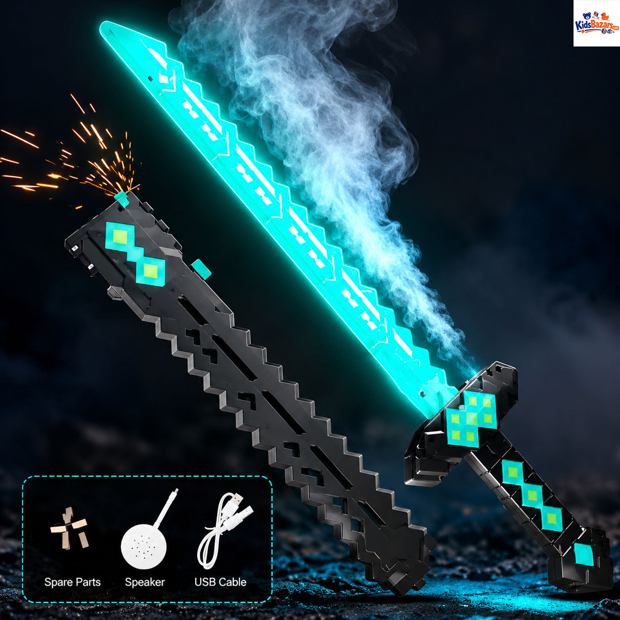 Kids Minecraft Design Spark Laser Sword With Smoke