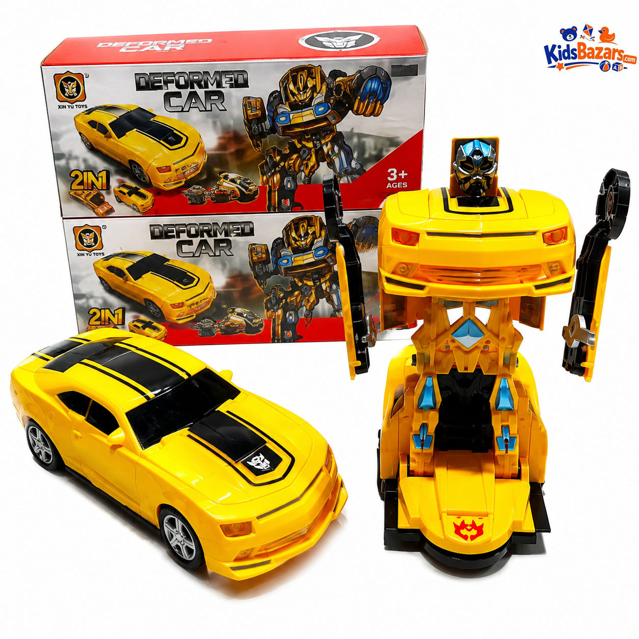 Large Electric Musical Transforming Robot Car – 360° Lights & Sound Kids Toy