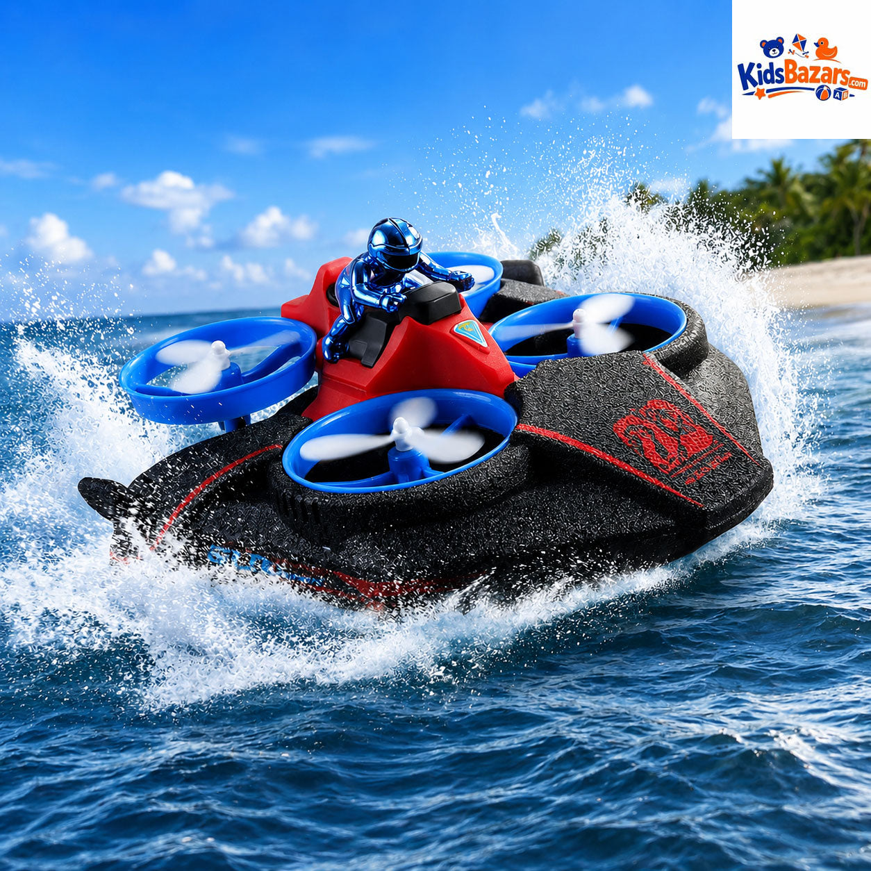 ATRC SLA Troxenie 3-in-1 RC Hovercraft Drone | Sea, Land & Air Remote Control Vehicle | Rechargeable Flying Toy for Kids