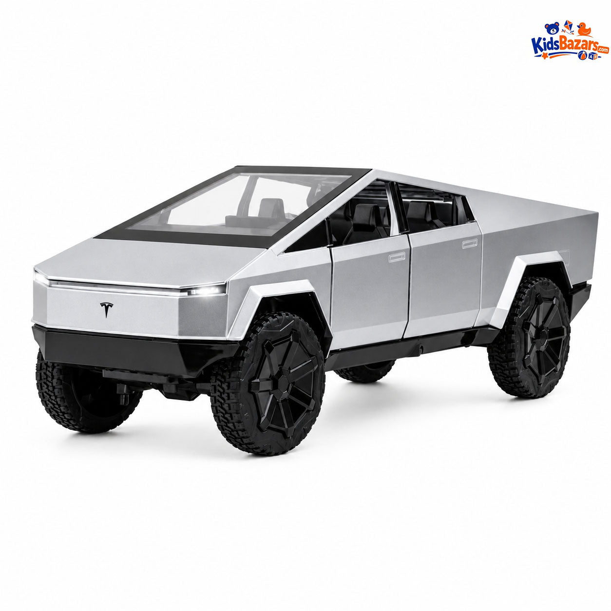1:32 scale diecast Tesla Cybertruck toy model with openable front doors and light music
