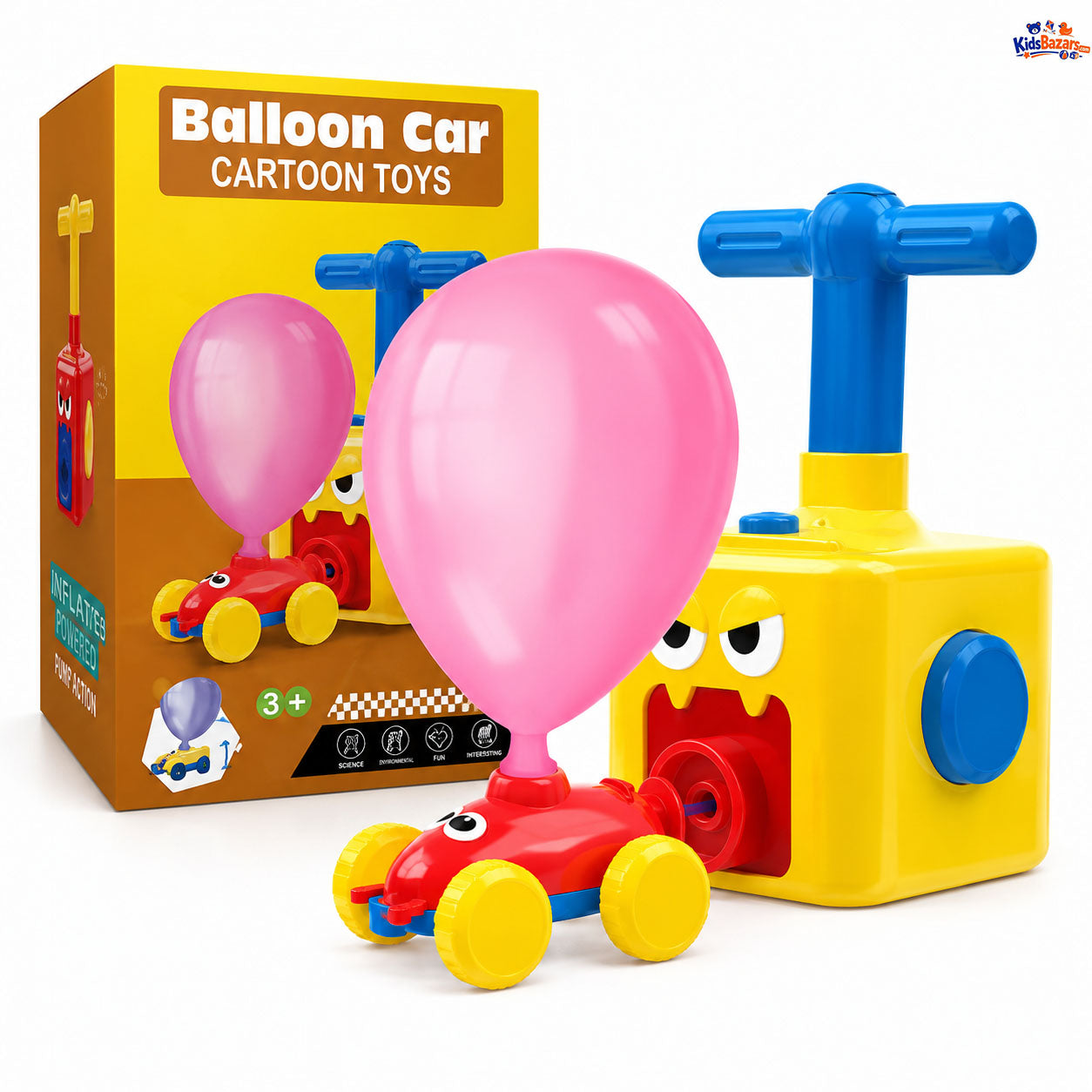 Inertia Balloon Car, with Manual Balloon Power Pump Science Toys