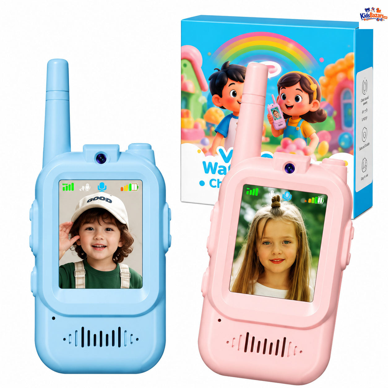 2Pcs Rechargeable Kids Video Walkie Talkie