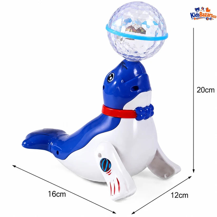 Electric Dancing Sea Lion Toy – 360° Rotating, Flashing Lights & Musical Sound Effects for Kids