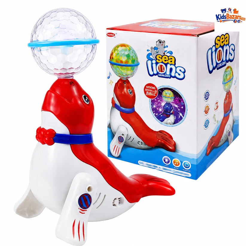 Electric Dancing Sea Lion Toy – 360° Rotating, Flashing Lights & Musical Sound Effects for Kids