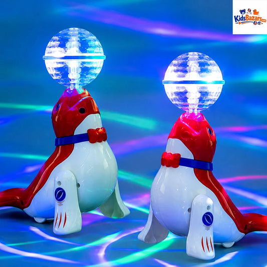 Electric Dancing Sea Lion Toy – 360° Rotating, Flashing Lights & Musical Sound Effects for Kids