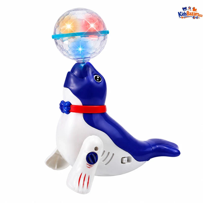Electric Dancing Sea Lion Toy – 360° Rotating, Flashing Lights & Musical Sound Effects for Kids