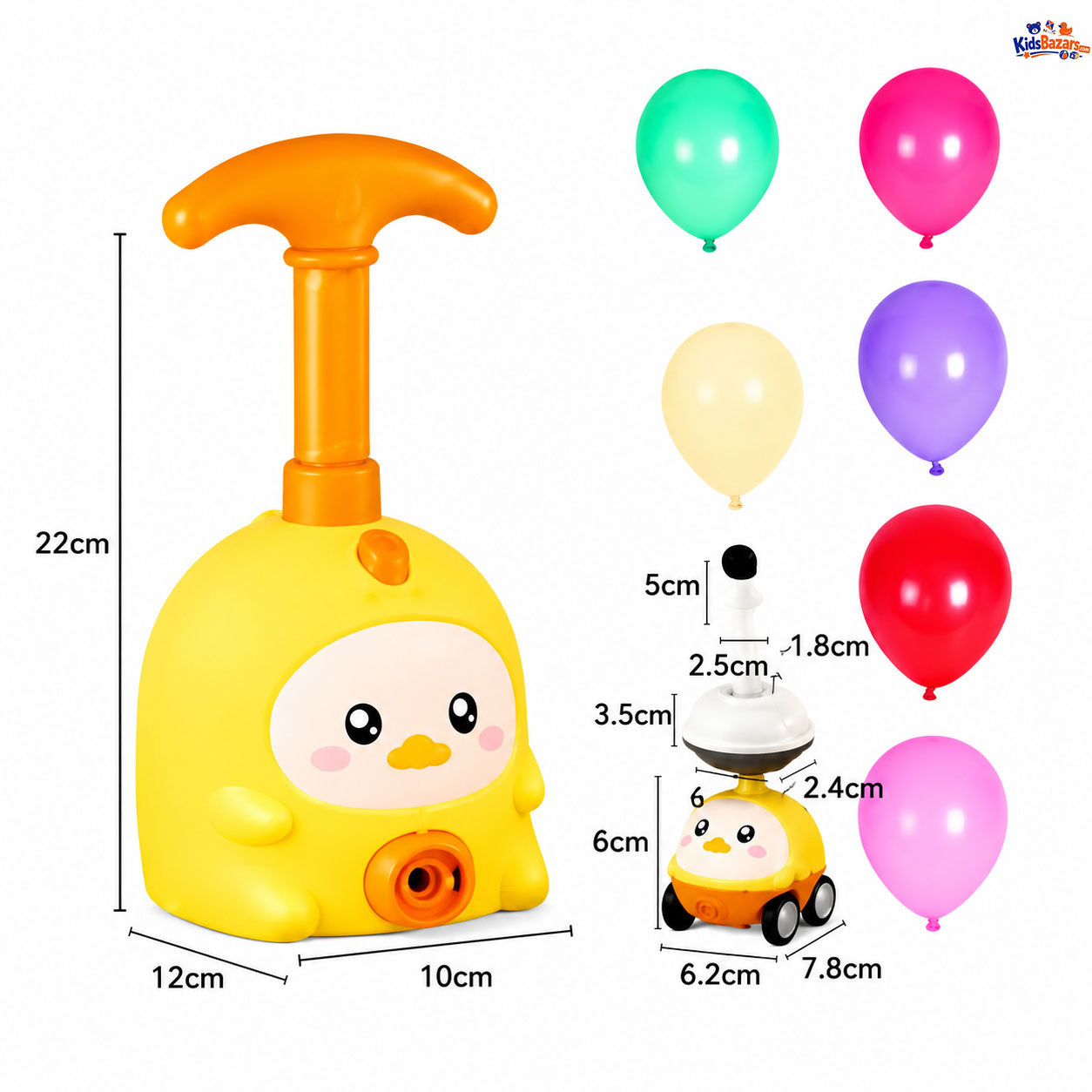 Inertia Balloon Car, with Manual Balloon Power Pump Science Toys