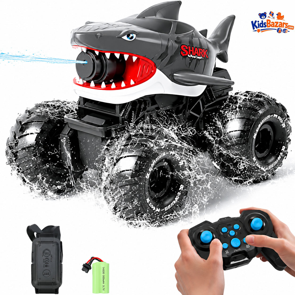 CONUSEA 2.4G Amphibious RC Car – Water Gun Stunt Truck & RC Boat (150ml Tank, Long Range