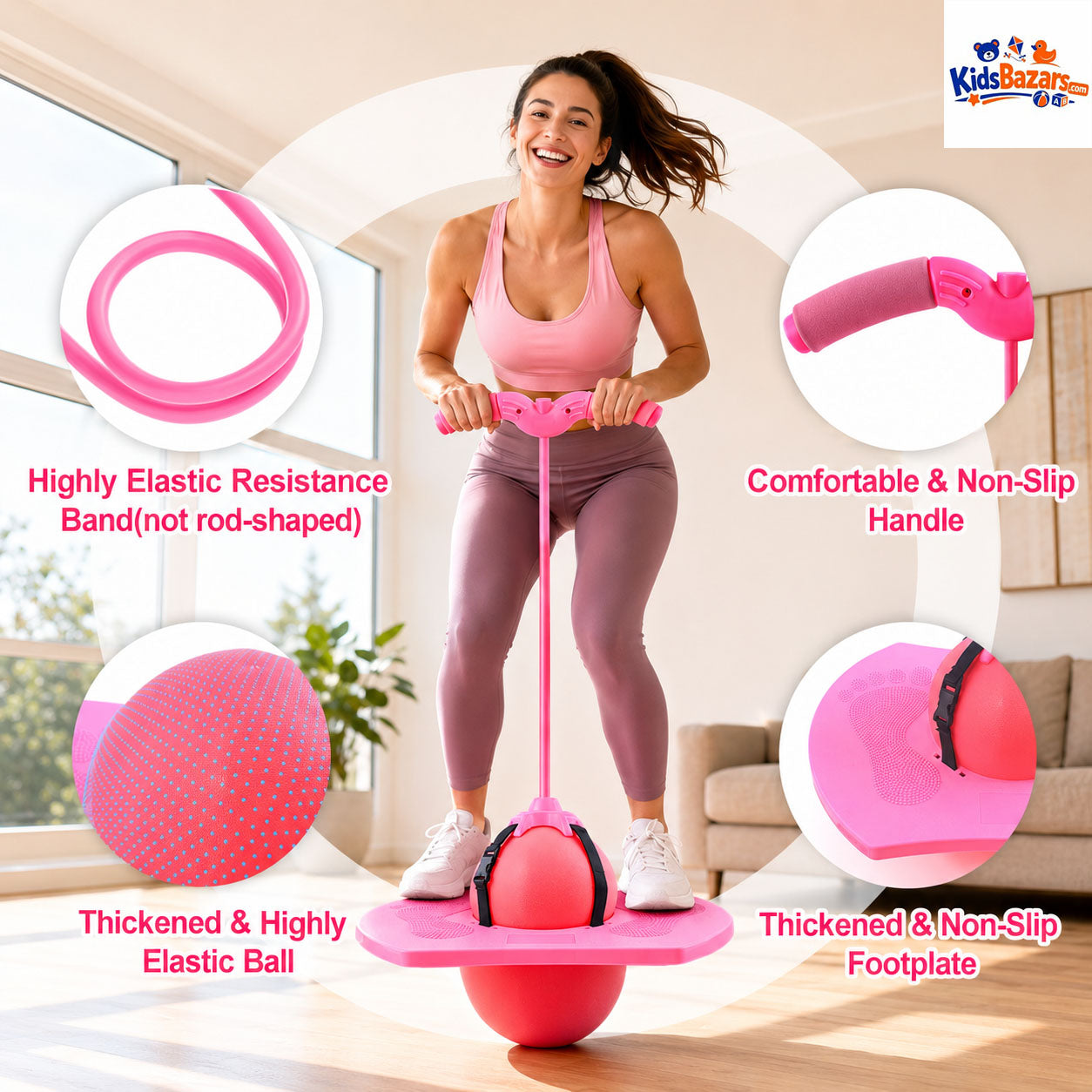 Pogo Ball with Handle Exercise, Happy Growing Taller