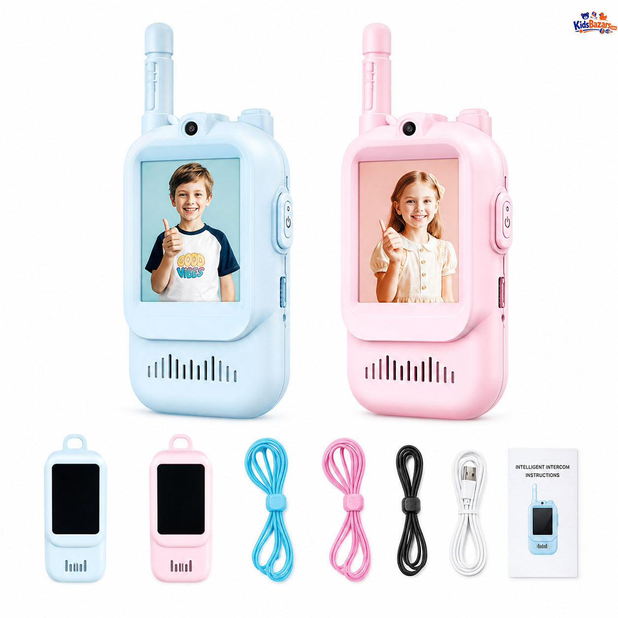 2Pcs Rechargeable Kids Video Walkie Talkie