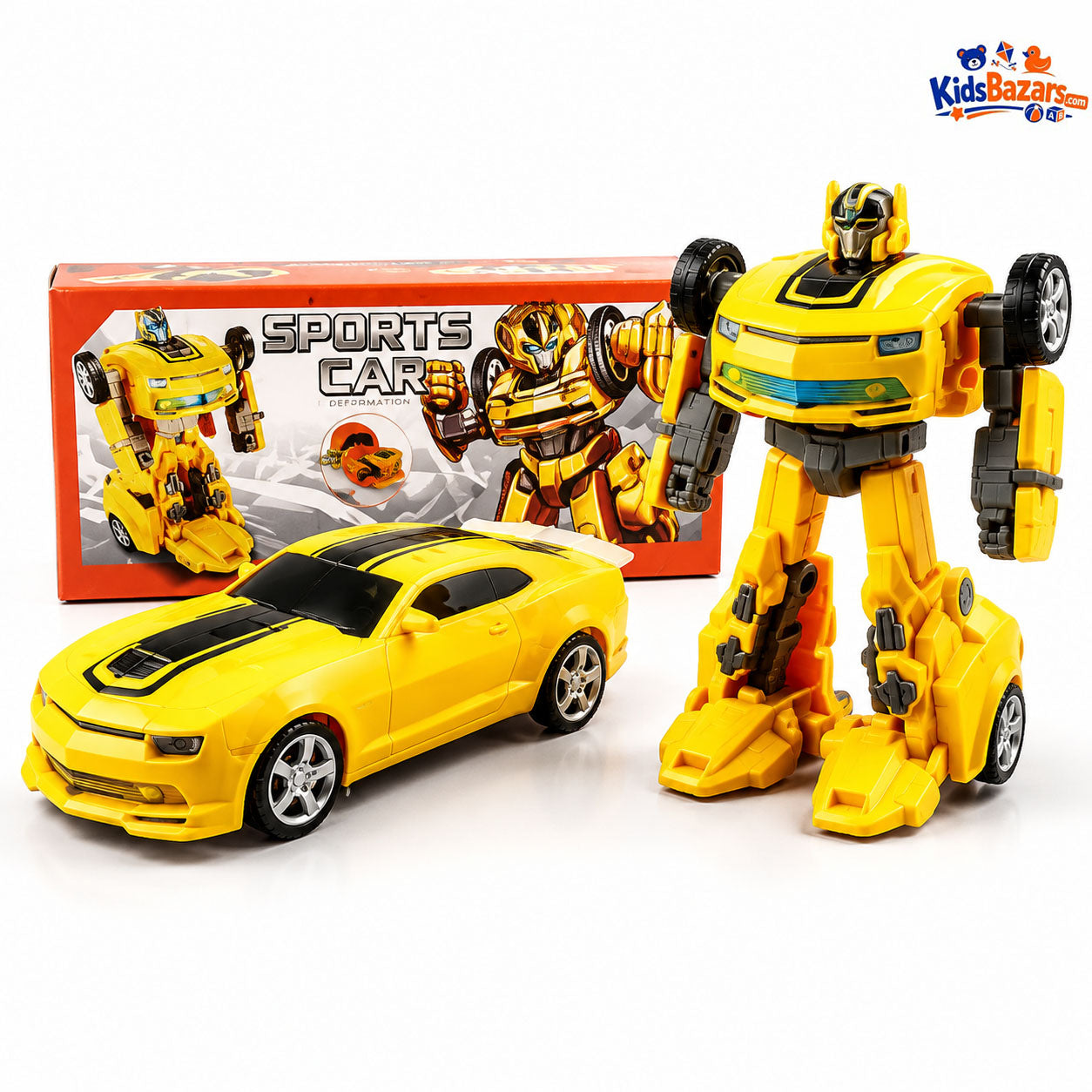Large Electric Musical Transforming Robot Car – 360° Lights & Sound Kids Toy