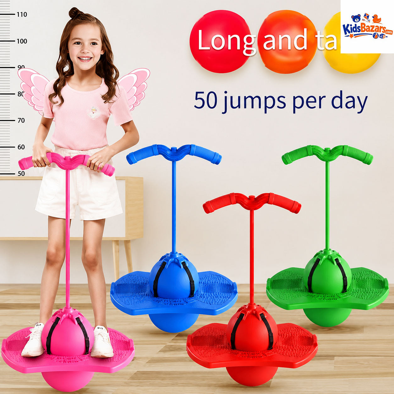 Pogo Ball with Handle Exercise, Happy Growing Taller
