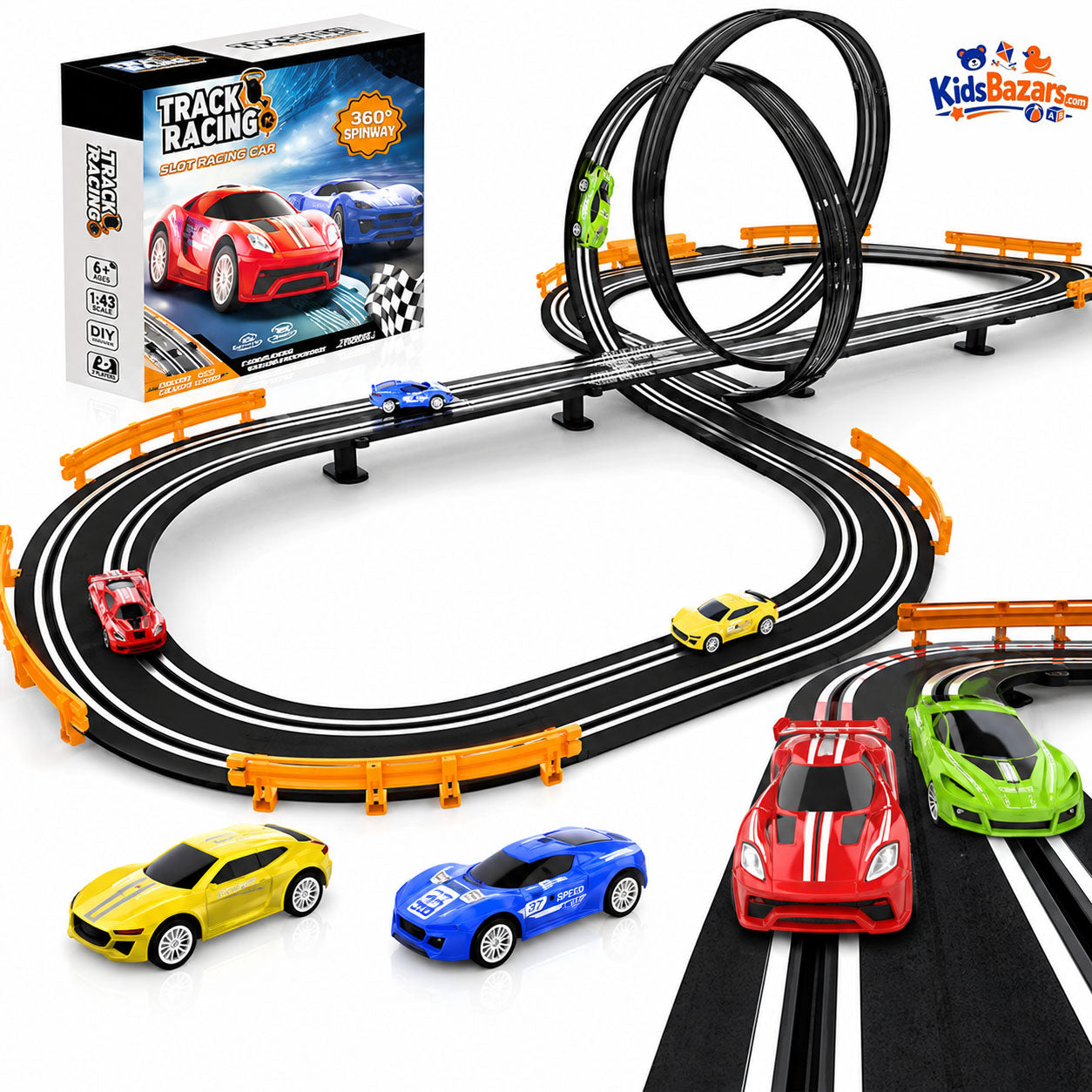 High-Speed Slot Car Race Track Set (4 Cars) – Track Master Big Racing Toy