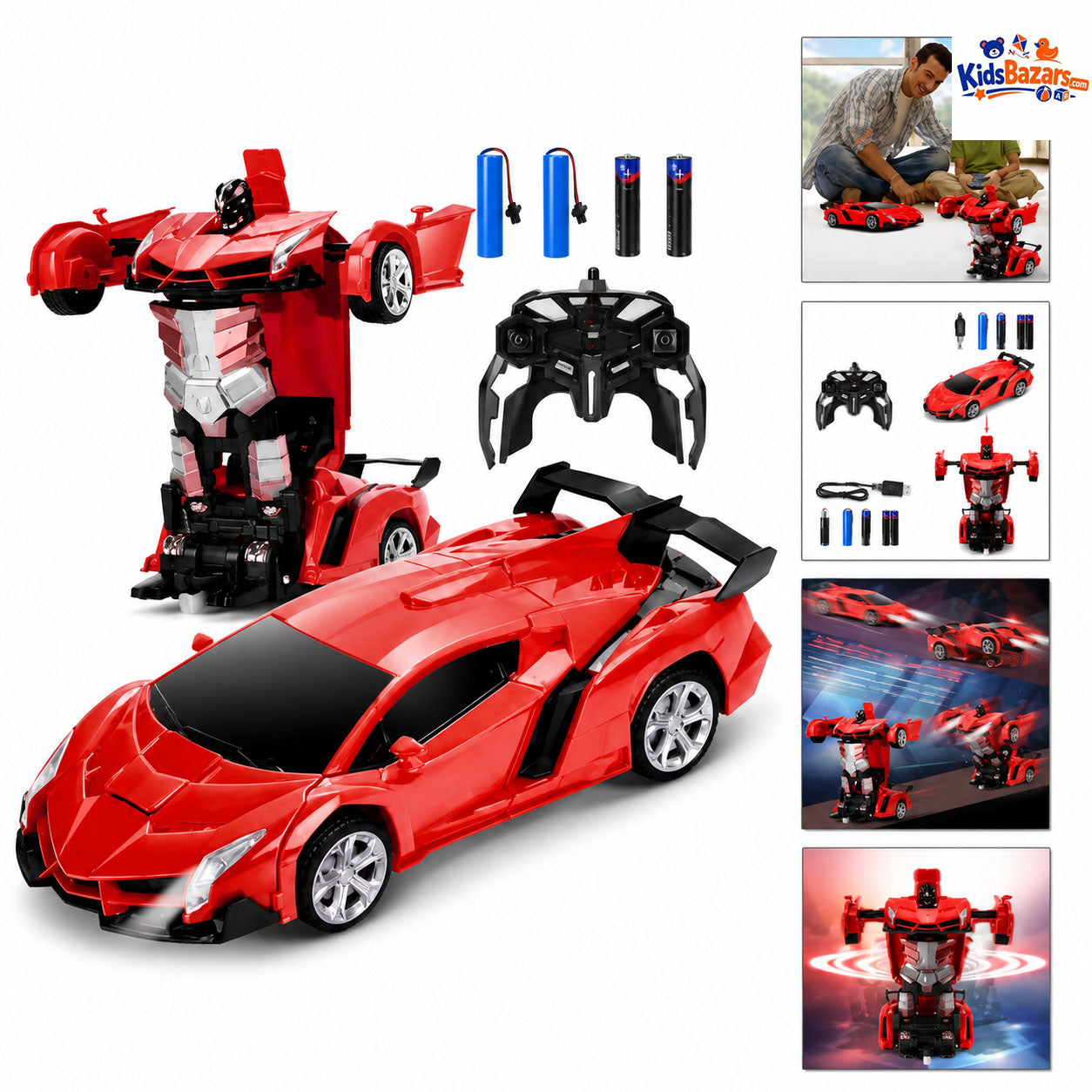 Remote Control Car Rc Transformed Robot Cars 360 Rotation Rechargeable Kids Toy Car