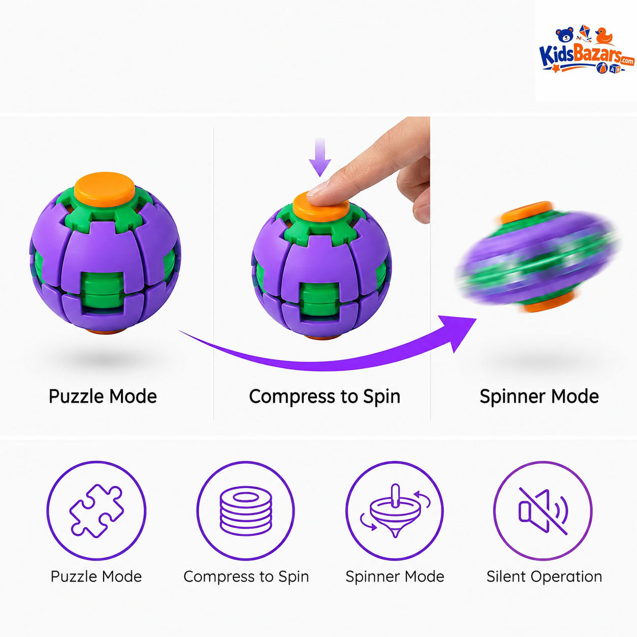 Fidget Magic Ball Spinner Cube Toy, 3D Fidget Spinner Ball Toy
