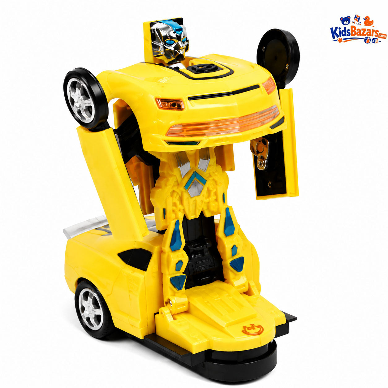 Large Electric Musical Transforming Robot Car – 360° Lights & Sound Kids Toy